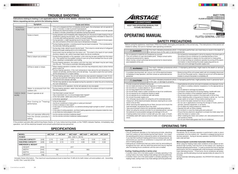 Fujitsu AirStage AR14 User manual