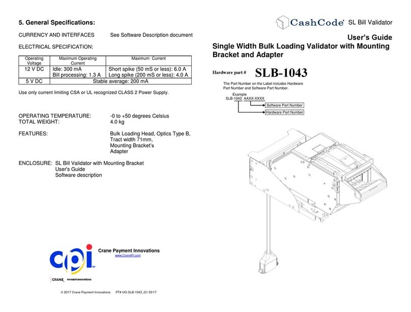 CPI CashCode SLB-1043 user guide