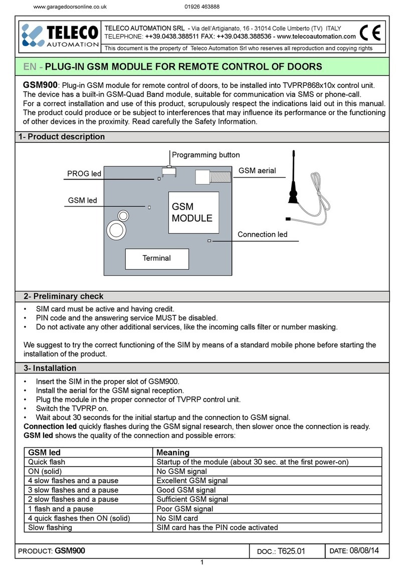 TELECO AUTOMATION GSM900 manual