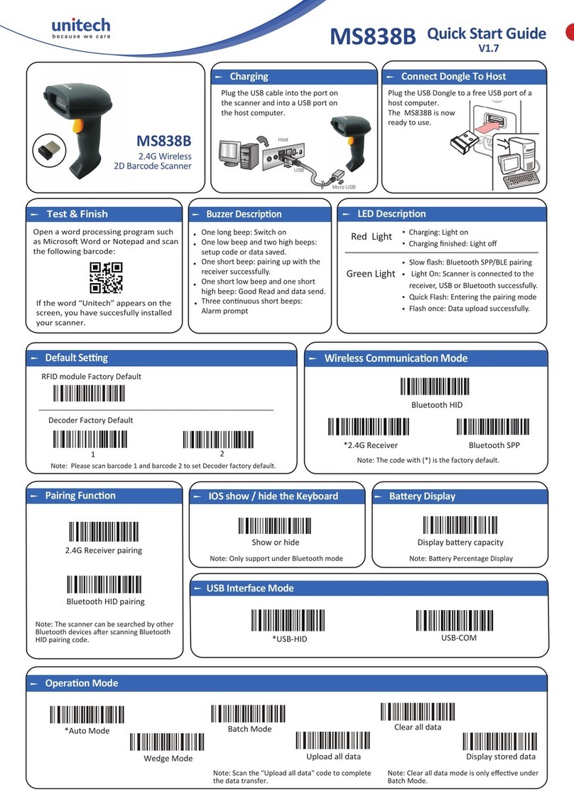 Unitech MS838B quick start guide