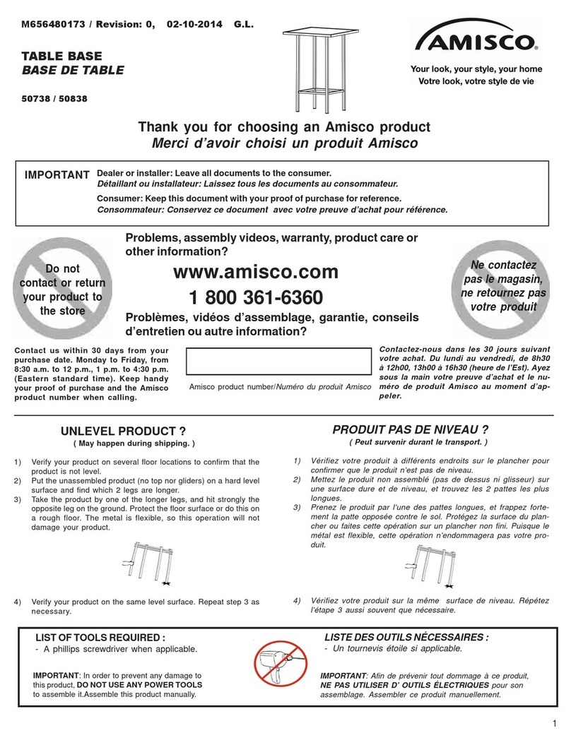 Amisco TABLE BASE 50738 User manual