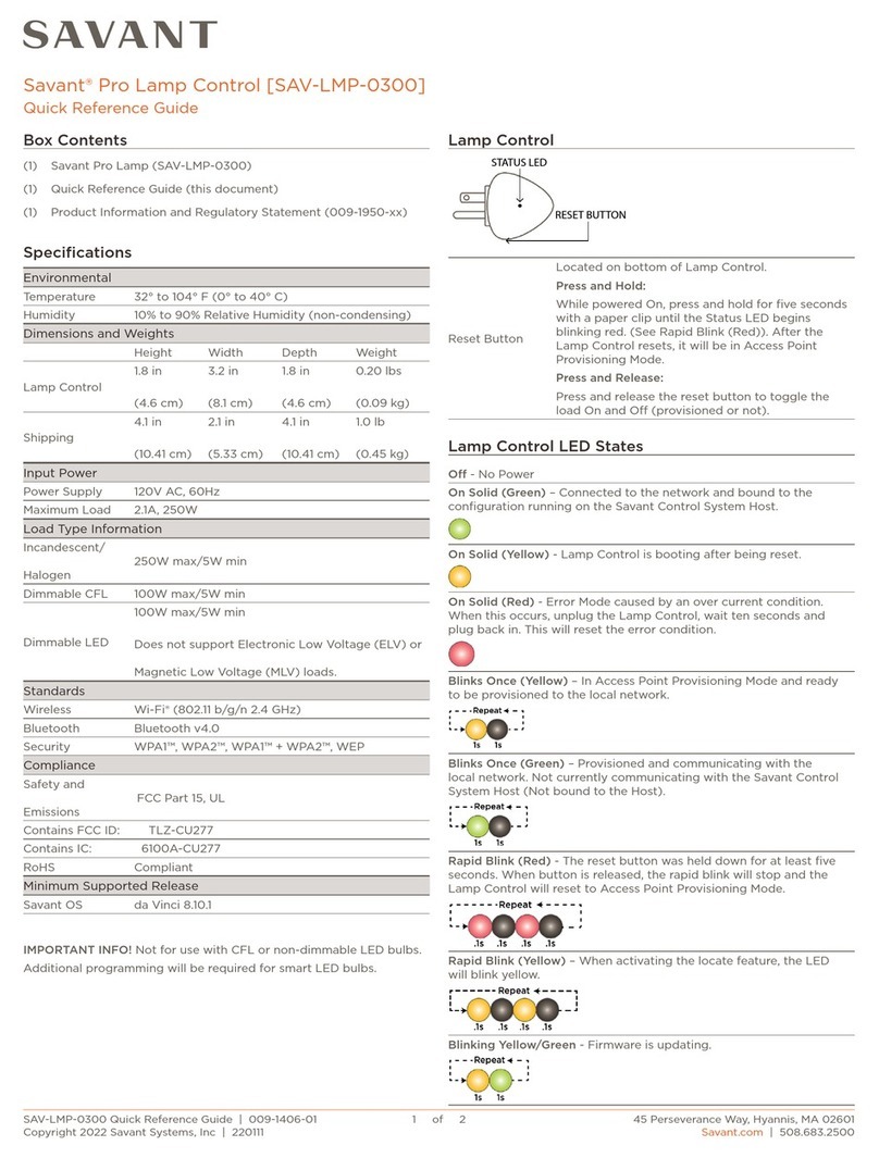 Savant SAV-LMP-0300 User manual