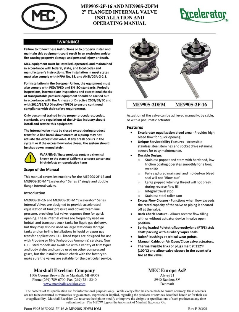 Mec Excelerator ME990S-2DFM Installation and operating manual