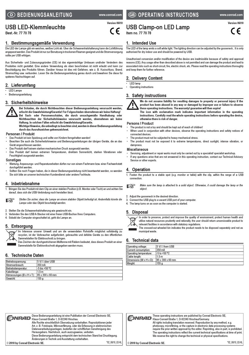 Conrad 77 70 78 operating instructions