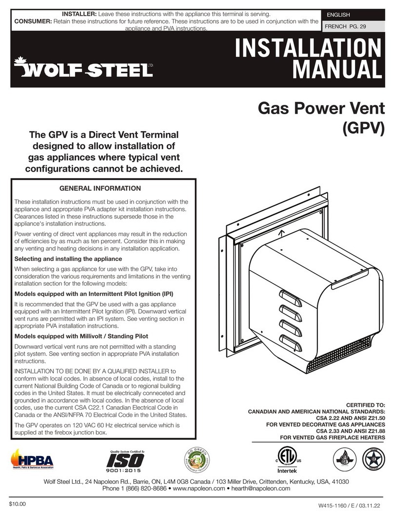 Wolf Steel GPV User manual