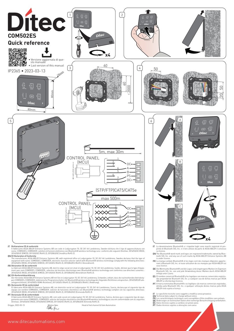 DITEC COM502ES User manual