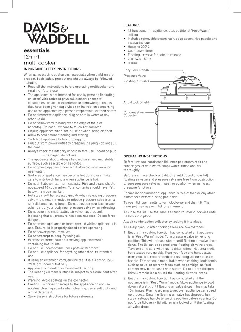 Davis & Waddell essentials 12-in-1 multi cooker manual
