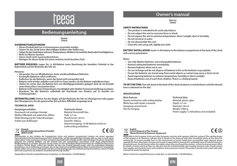 Teesa TSA0038 owner's manual
