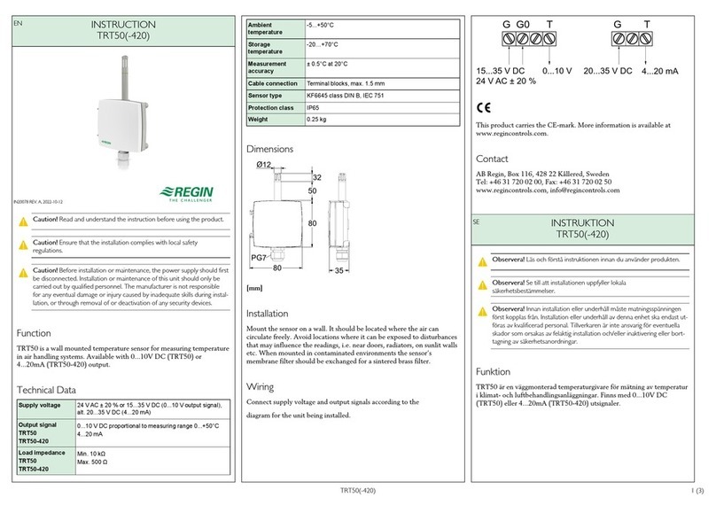 Regin TRT50 User manual