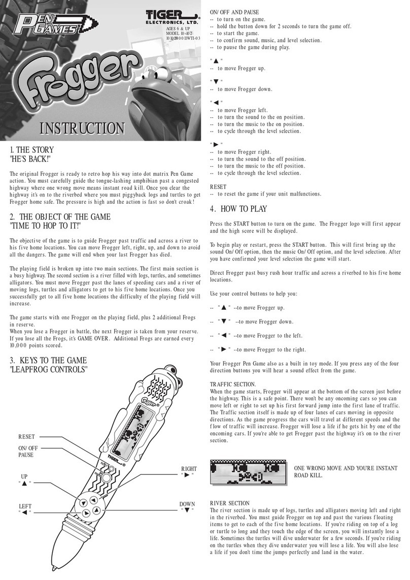 Tiger Electronics Pen Games Frogger 10-102 User manual