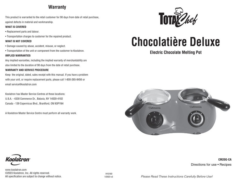 Koolatron TOTAL chef Chocolatiere Deluxe CM20G-CA Manual