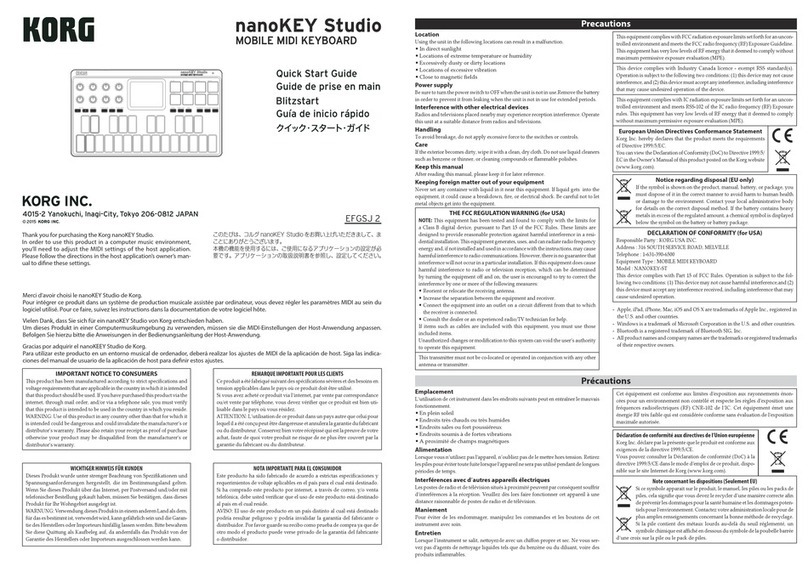 Korg nanoKEY Studio EFGSJ 2 quick start guide