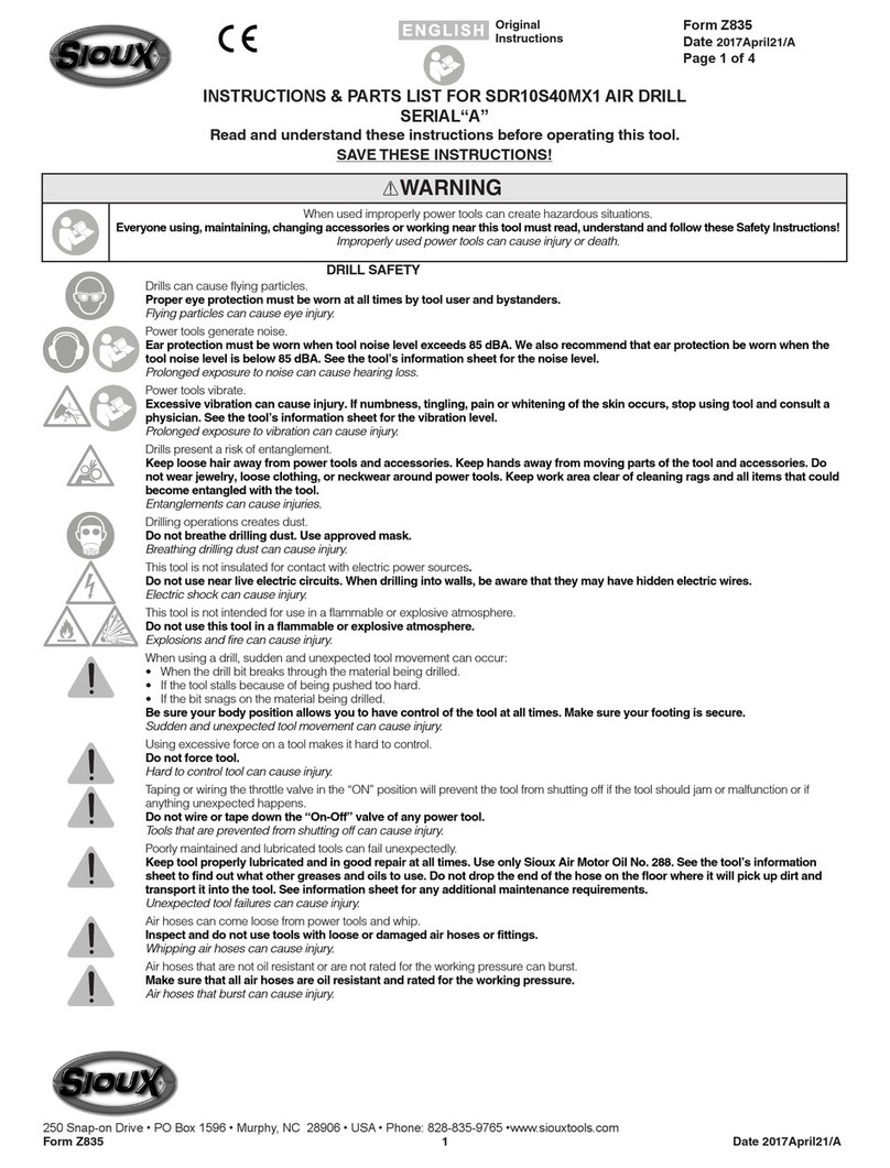 Sioux Tools A Series Instructions-parts list