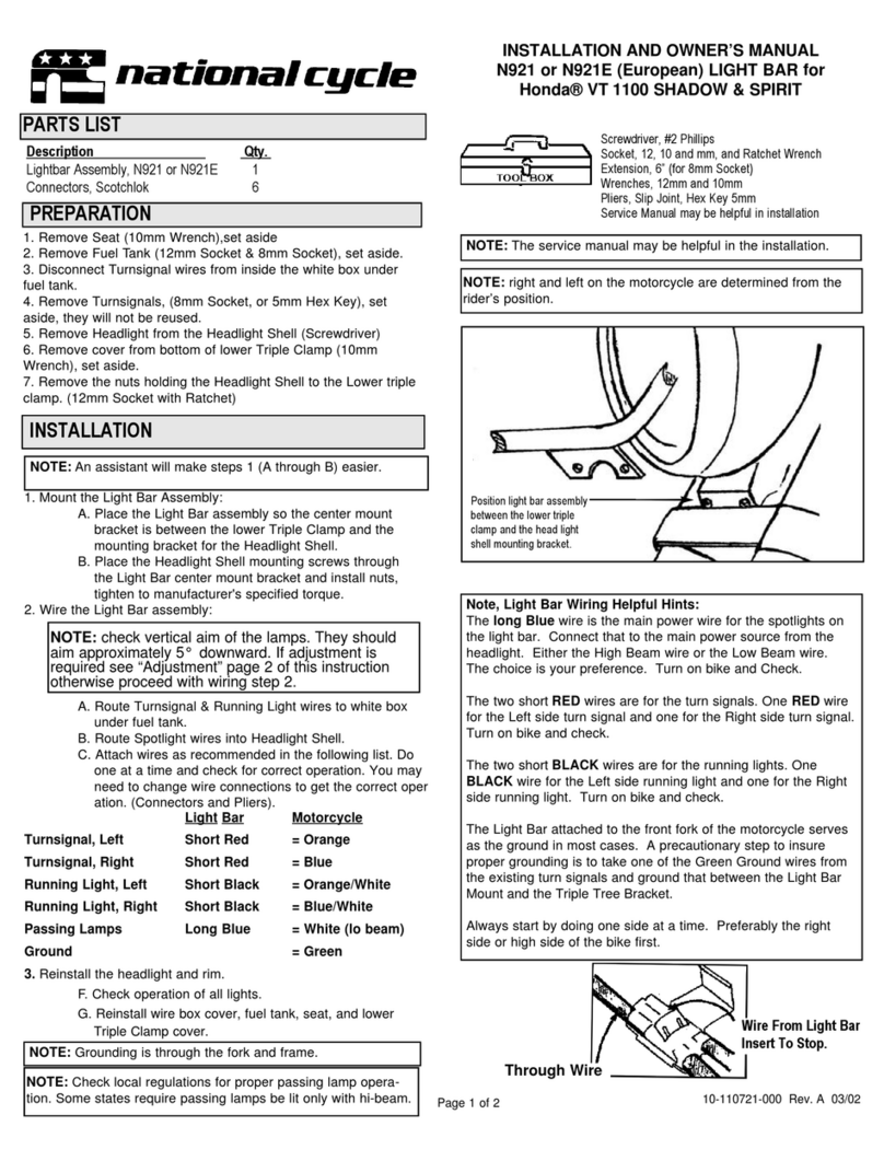 National Cycle N921 Installation and owner's manual