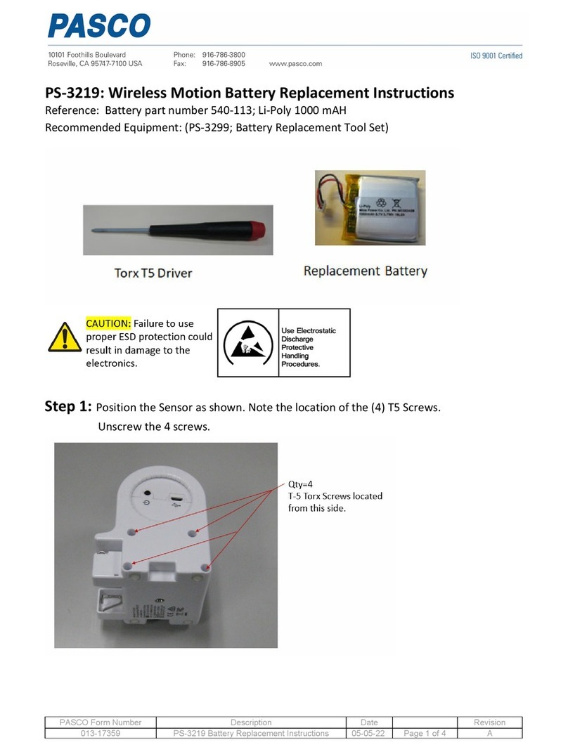 PASCO PS-3219 BATTERY REPLACEMENT INSTRUCTIONS