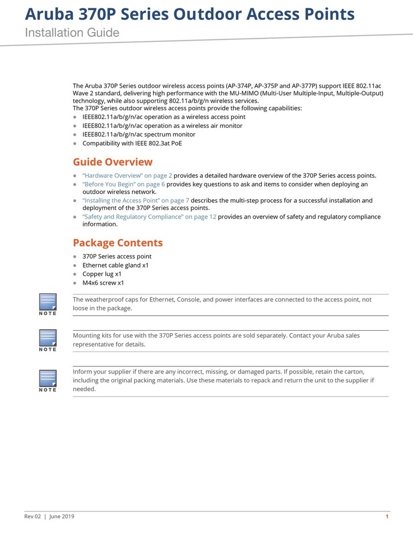 Aruba Networks 370P Series installation guide Aruba Networks 370P Series installation guide