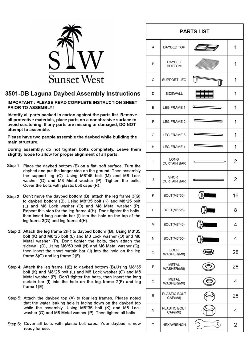 Sunset West Laguna 3501-DB Assembly instructions