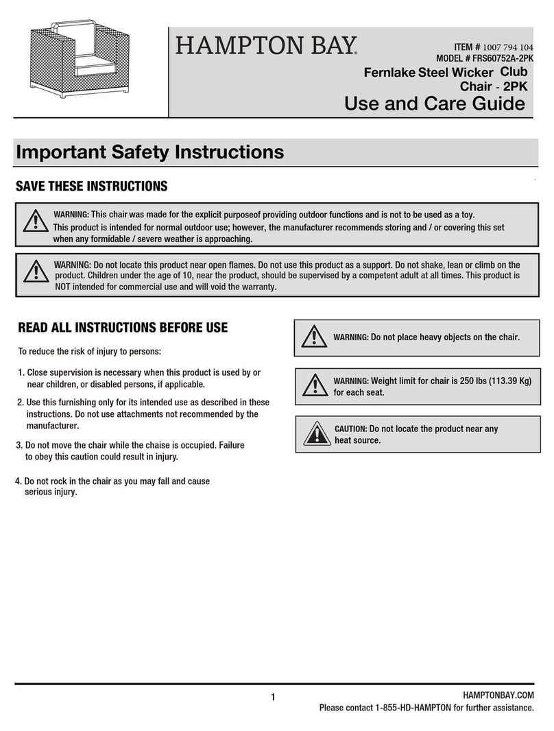 HAMPTON BAY FRS60752A-2PK Use and care guide