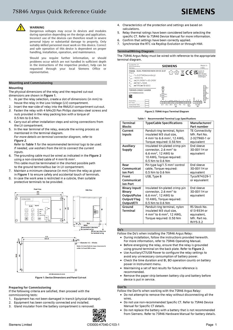 Siemens 7SR46 Argus User manual