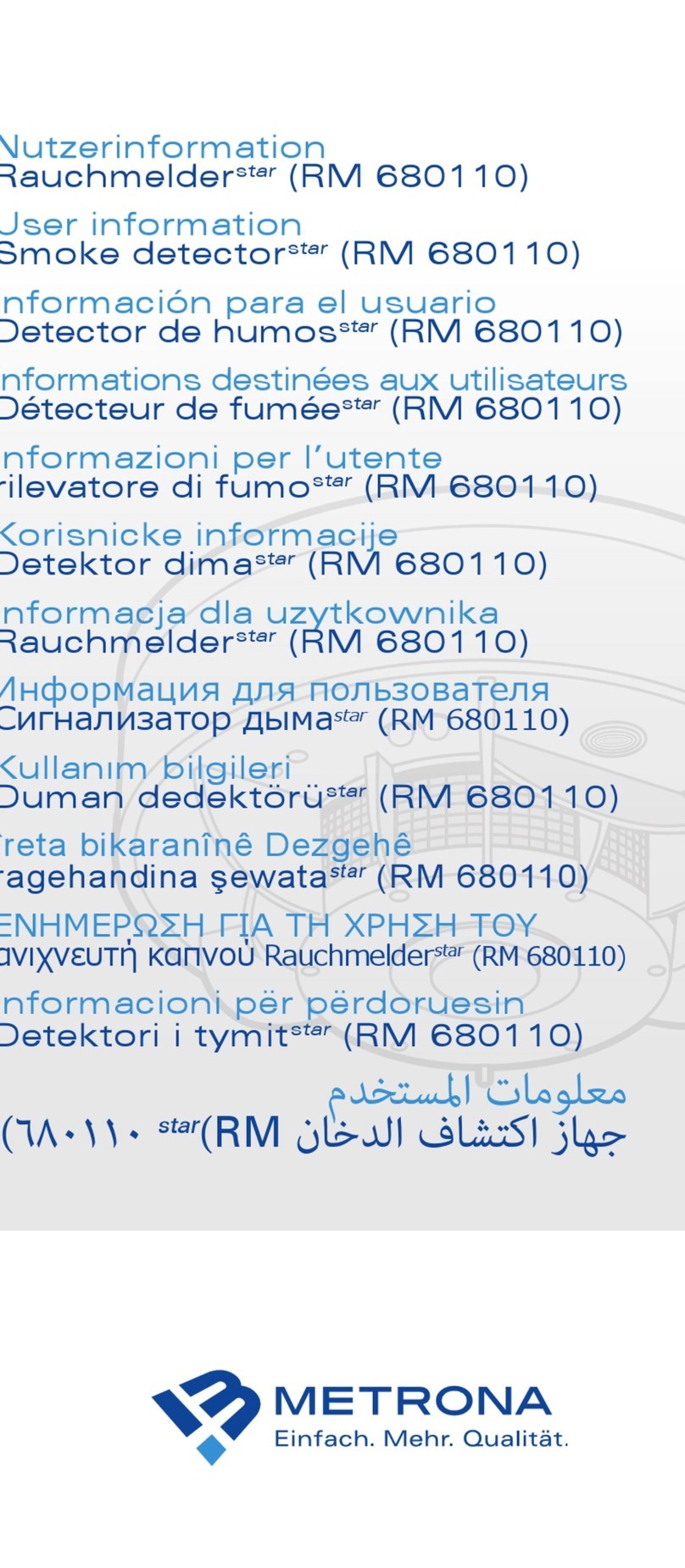 Metrona RM 680110 User information
