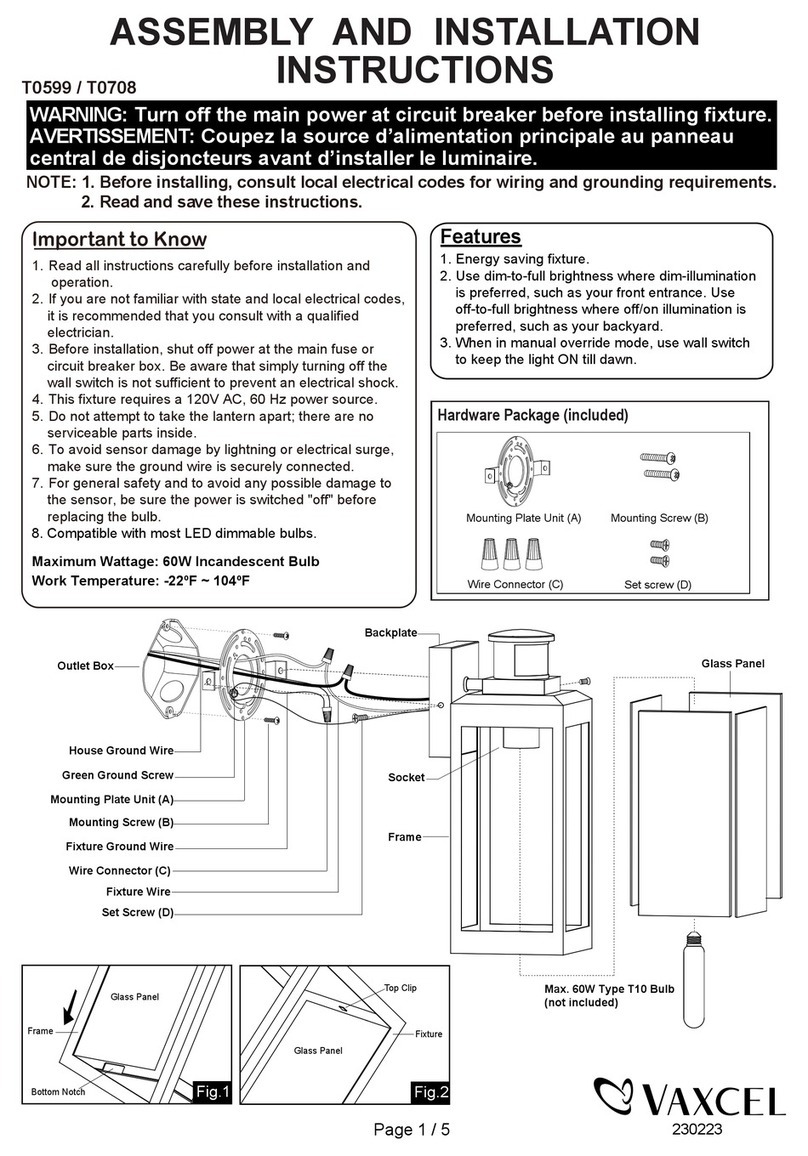 Vaxcel T0599 Instruction manual