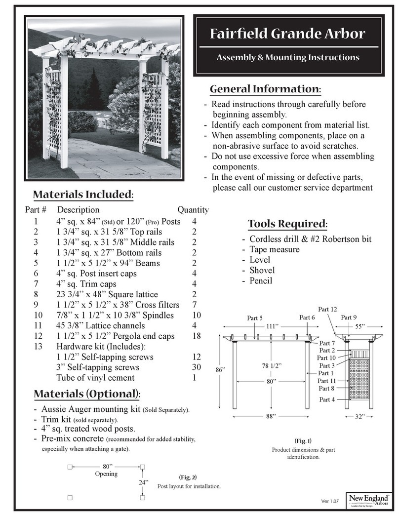 New England Arbors Fairfield Grande Arbor Assembly/mounting instructions