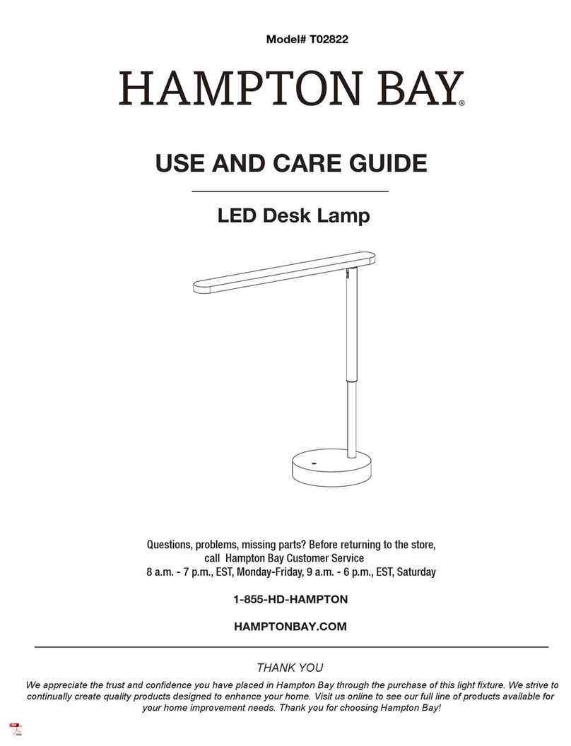 HAMPTON BAY T02822 Use and care guide