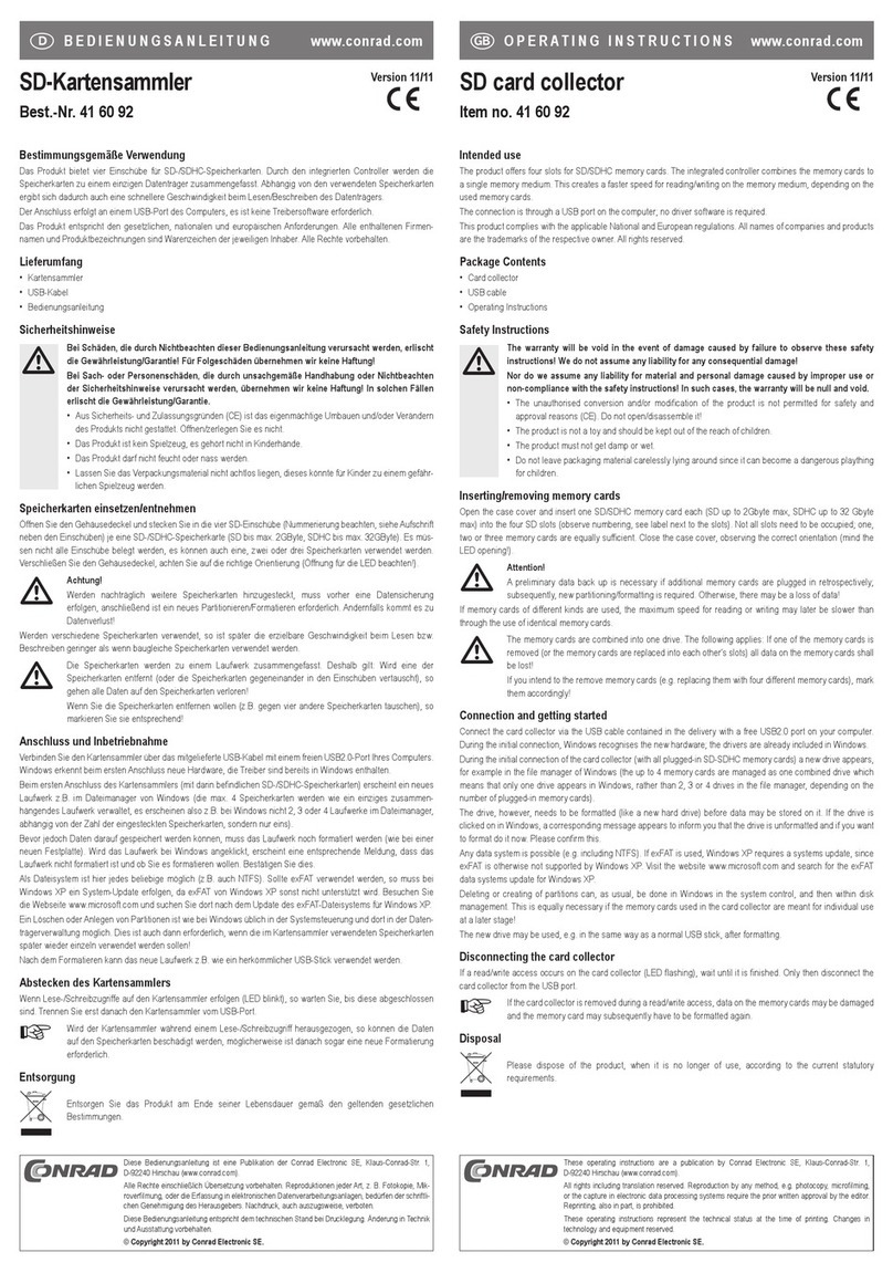 Conrad 41 60 92 User manual Conrad 41 60 92 User manual