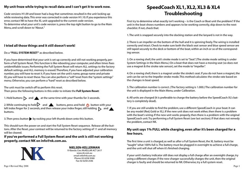 Nielsen-Kellerman SpeedCoach XL1 Troubleshooting