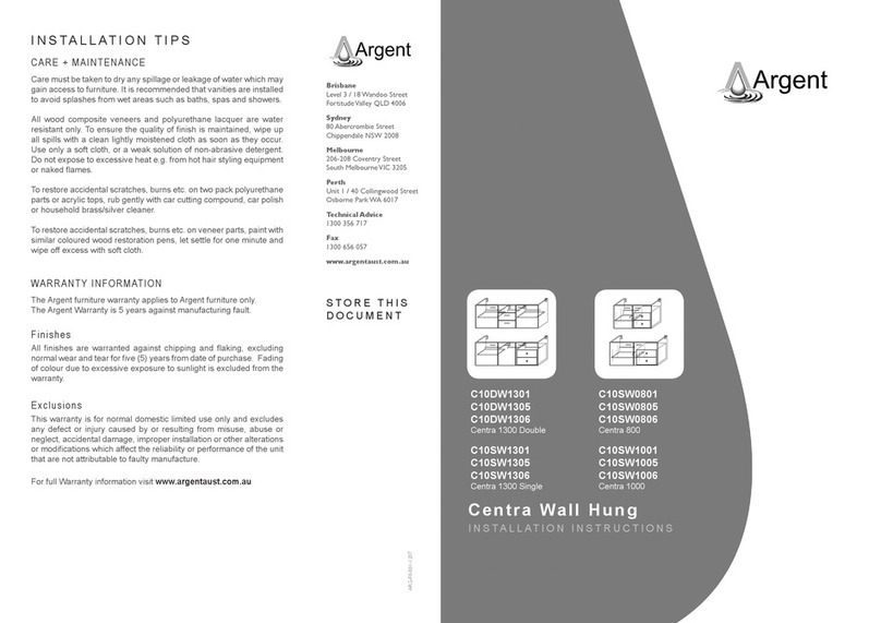 Argent Centra 1300 Double installation instructions Argent Centra 1300 Double installation instructions