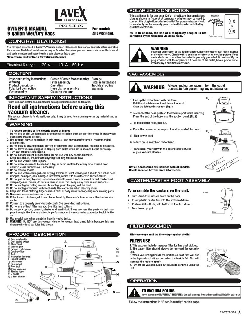 Lavex 457PRO9GAL owner's manual