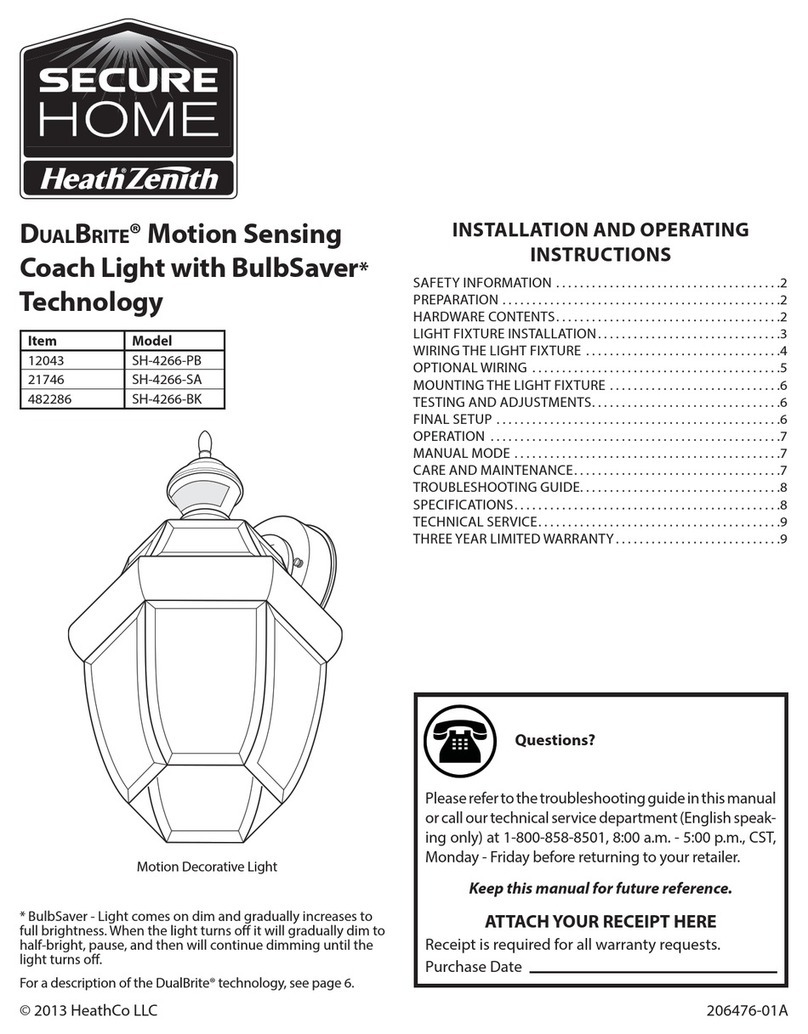 Secure Home Heath Zenith DUALBRITE SH-4266-PB Installation and operating instructions