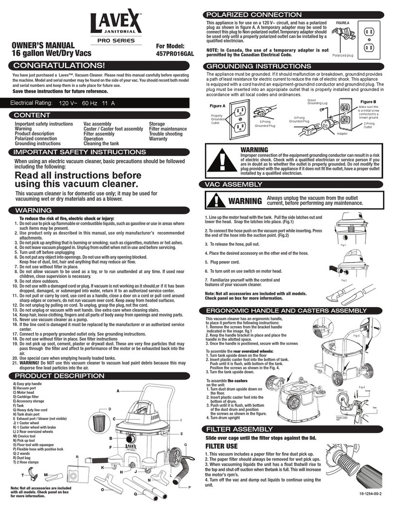 Lavex 457PRO16GAL owner's manual