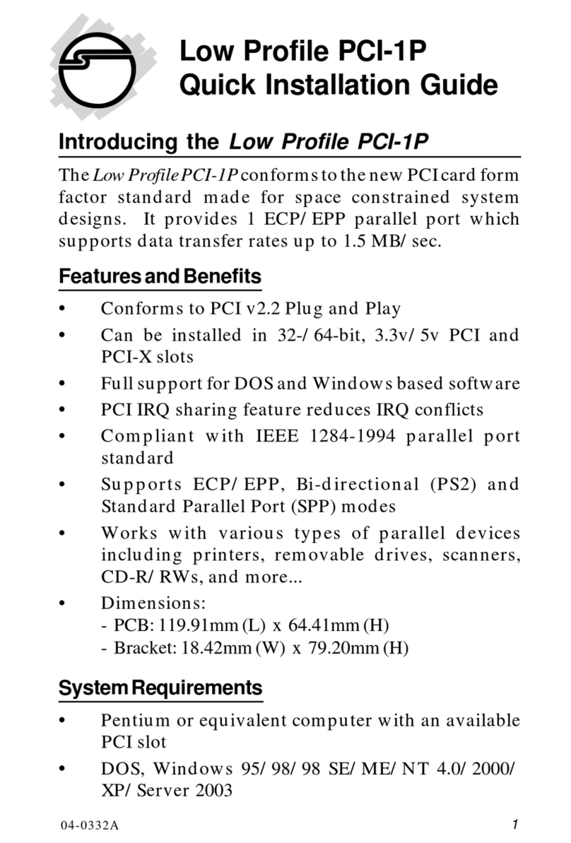 SIIG Low Profile PCI-1P User manual