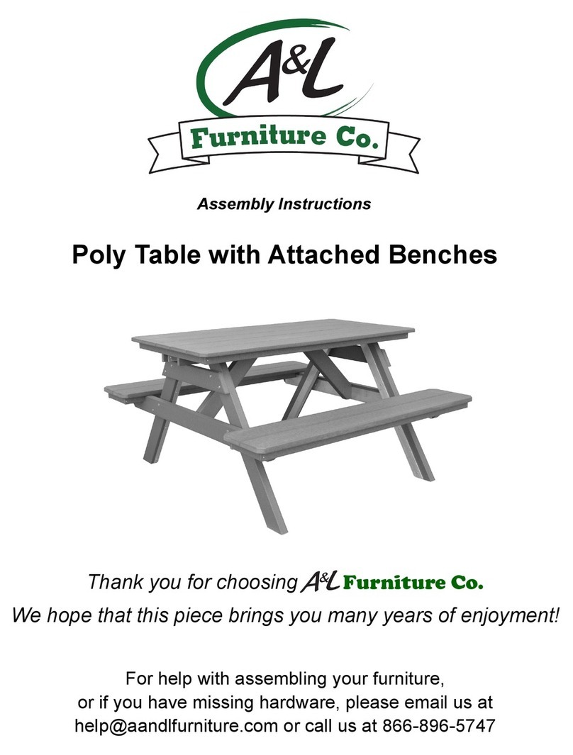 A&L Furniture Poly Table with Attached Benches Assembly instructions