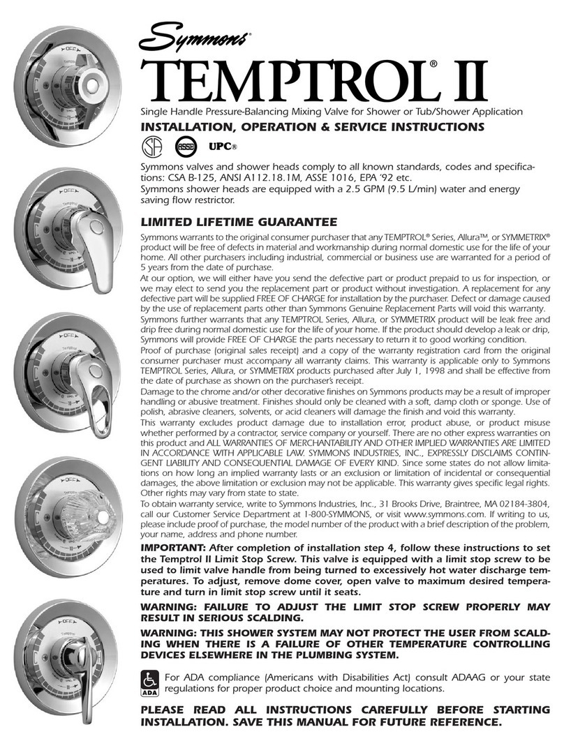 Symmons TEMPTROL II Operation manual Symmons TEMPTROL II Operation manual