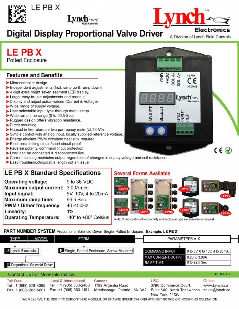 Lynch Electronics LE PB X Setting instructions