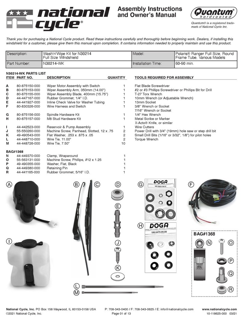 National Cycle Quantum hardcoated N30214-WK Assembly instructions and owner's manual National Cycle Quantum hardcoated N30214-WK Assembly instructions and owner's manual