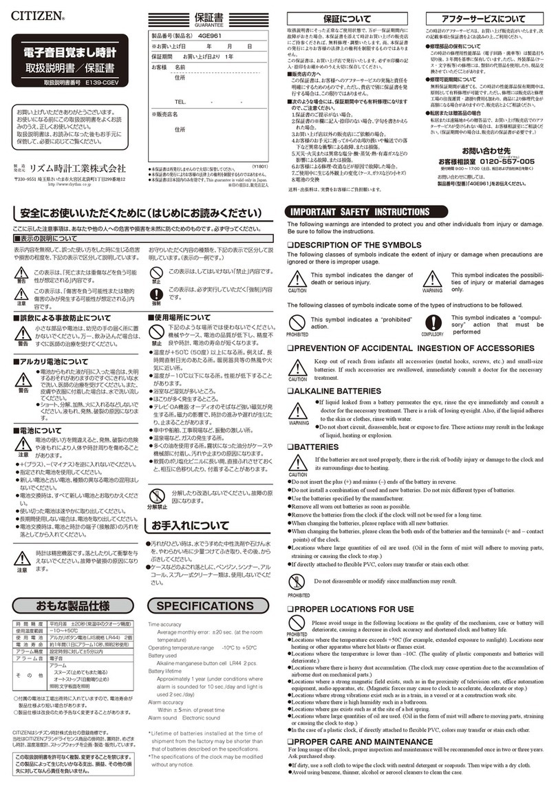 Citizen 4GE961 quick start guide
