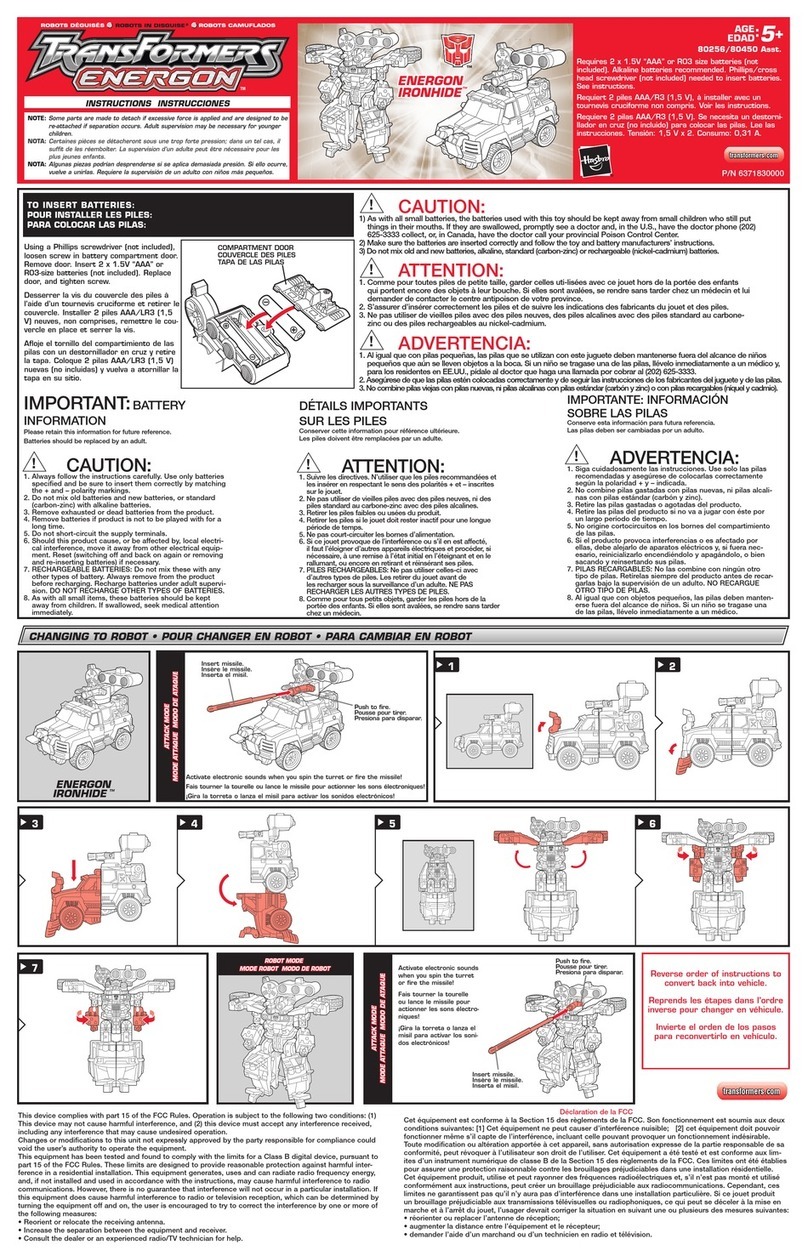 Hasbro Transformers Energon Ironhide manual