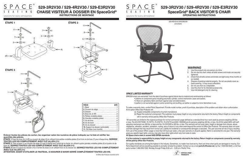 Office Star Products Space Seating SpaceGrid 529-3R2V30 operating instructions Office Star Products Space Seating SpaceGrid 529-3R2V30 operating instructions