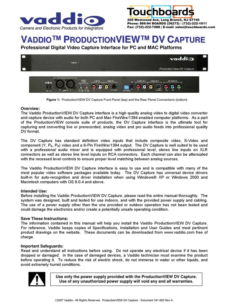 VADDIO ProductionVIEW DV Capture manual