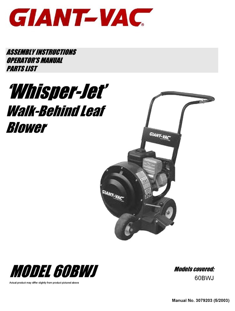 Giant-Vac Whisper-Jet 60BWJ Assembly instructions operator's manual parts list