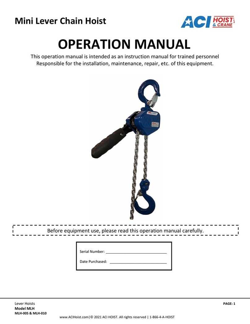 ACI Hoist & Crane MLH-005 User manual