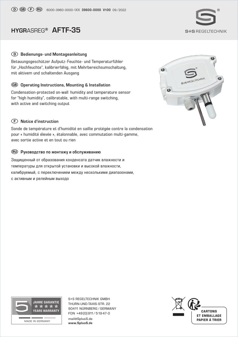 S+S Regeltechnik HYGRASREG AFTF-35 Operating Instructions, Mounting & Installation S+S Regeltechnik HYGRASREG AFTF-35 Operating Instructions, Mounting & Installation
