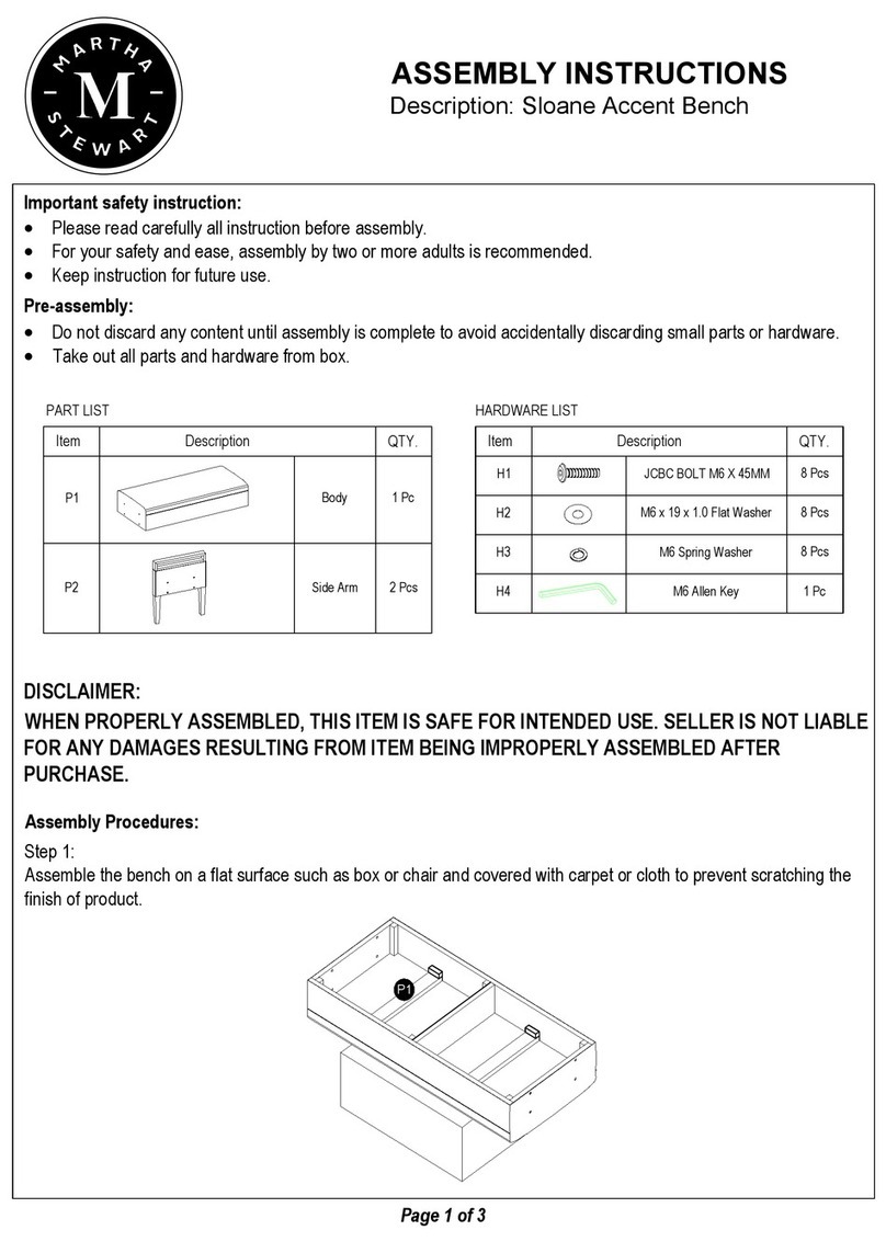 Martha Stewart Sloane Accent Bench User manual Martha Stewart Sloane Accent Bench User manual