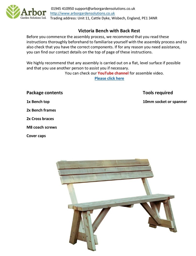 Arbor Technology Victoria Bench with Back Rest User manual