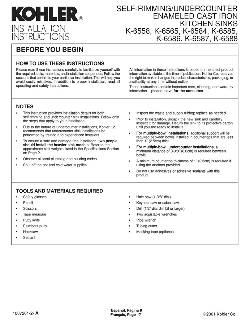 Kohler K-6558 User manual