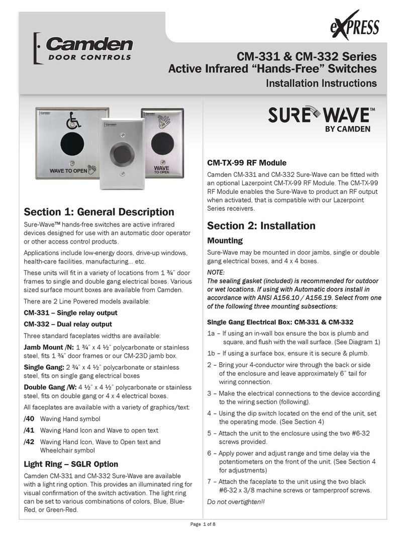 CAMDEN SureWave CM-331 Series installation instructions