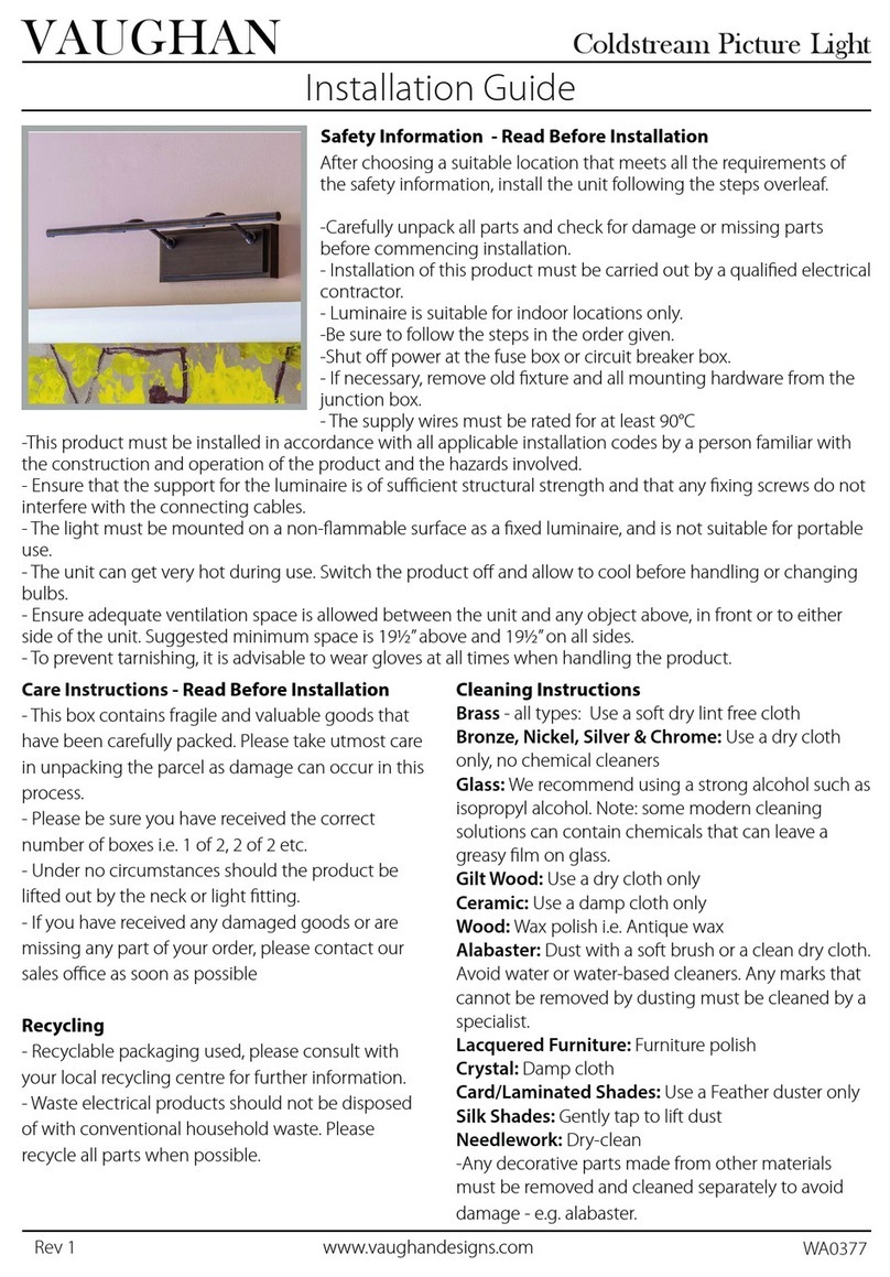 Vaughan Coldstream Picture Light WA0377 installation guide